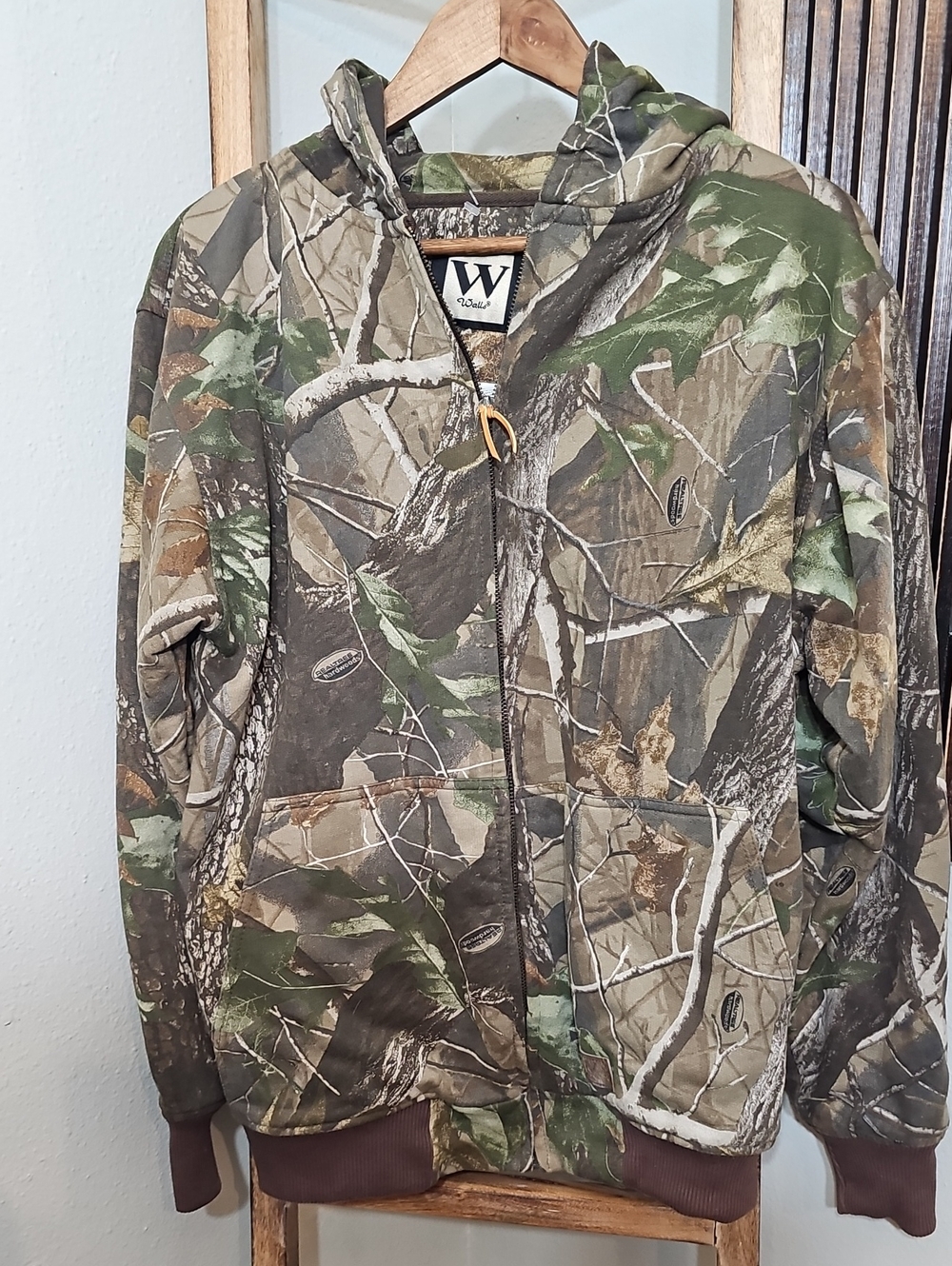 Walls Boys Realtree-Style Camo Hooded Zip Jacket - Green/Brown - SIZE: 18/20